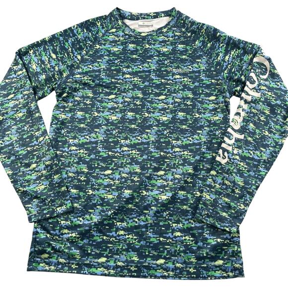 Columbia PFG T-shirt Mens Small Fish Print Camo Long Sleeve Terminal Tackle - Picture 1 of 15